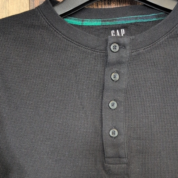 GAP Men's Black Button Down Waffle Knit Shirt S                C443 - Picture 4 of 8